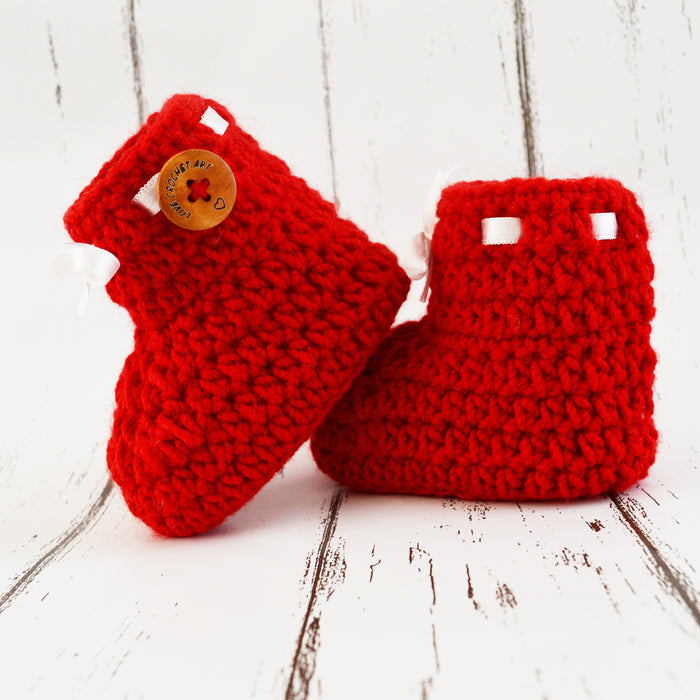 Crochet Baby Booties Woolen Booties-Red-1