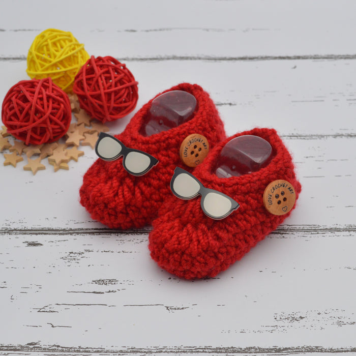 Crochet Baby Booties Woolen Booties-Red-6