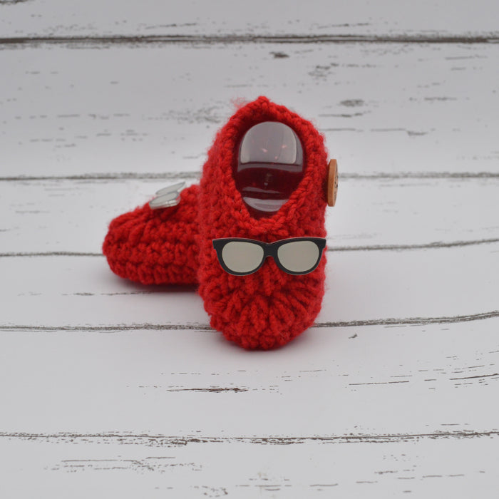 Crochet Baby Booties Woolen Booties-Red-6