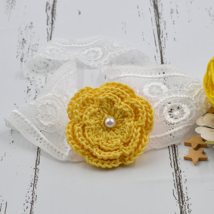 Crochet Baby Headband with cotton thread flower-18