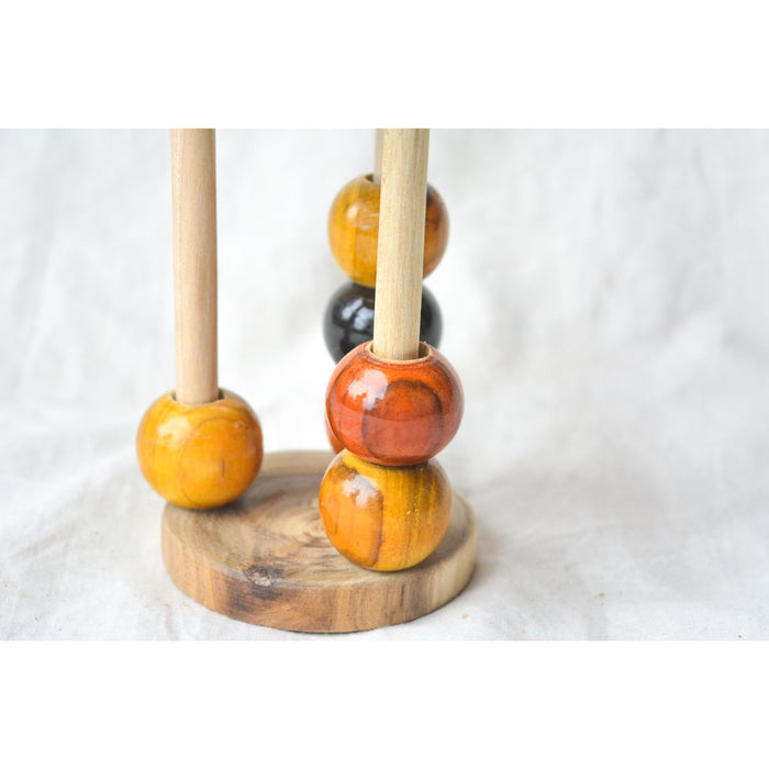 Natural Laquered Wooden Counting Beads Tumbler Toy