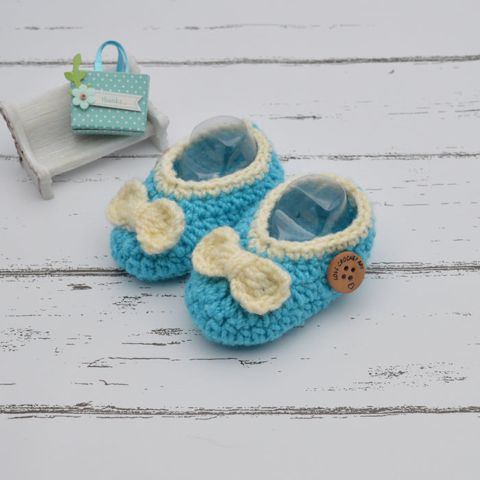 Crochet Baby Booties Woolen Booties-Sky Blue-2