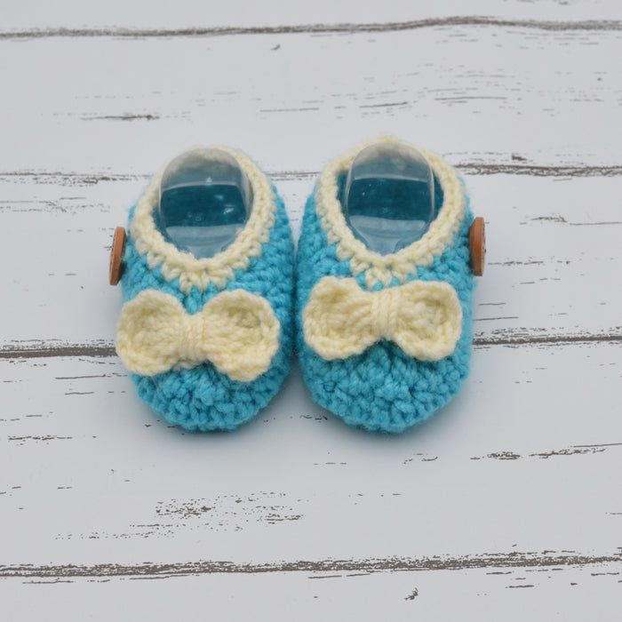 Crochet Baby Booties Woolen Booties-Sky Blue-2