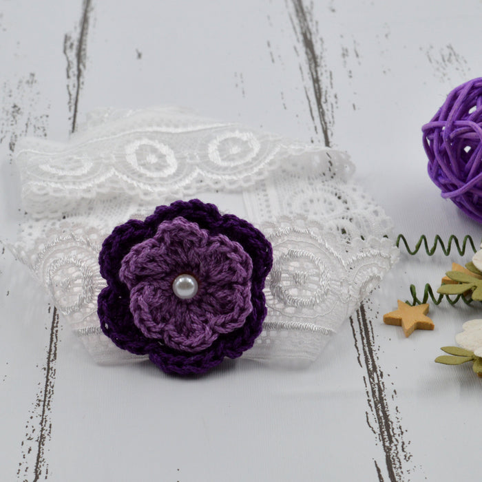Crochet Baby Headband with cotton thread flower-19