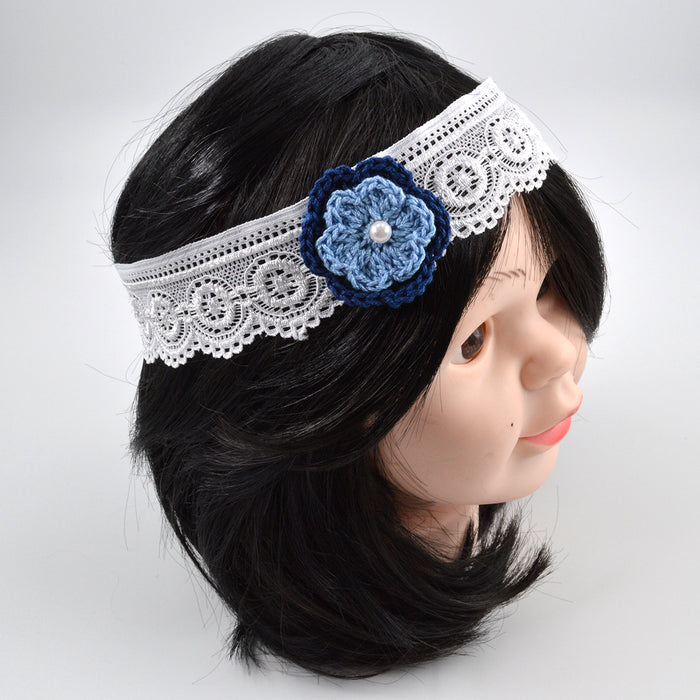 Crochet Baby Headband with cotton thread flower-20