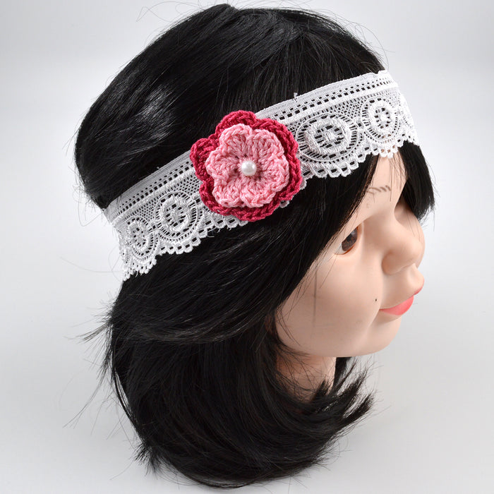 Crochet Baby Headband with cotton thread flower-21