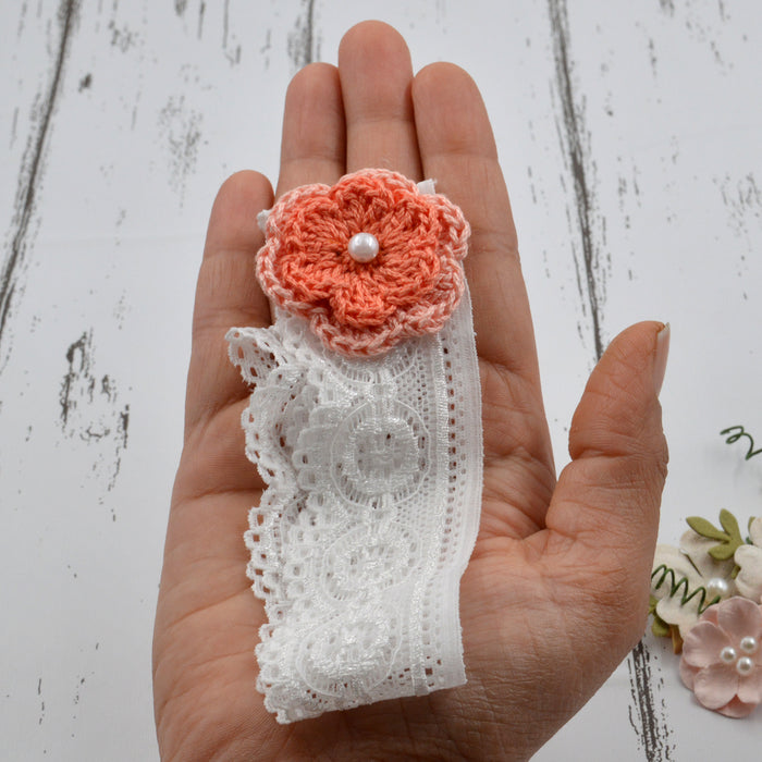Crochet Baby Headband with cotton thread flower-22