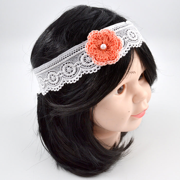 Crochet Baby Headband with cotton thread flower-22