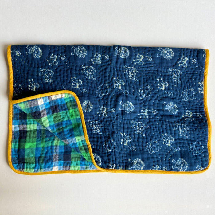 Organic Newborn Gift Set - Blanket + Mustard Seed Pillow + Maracas - Zoo