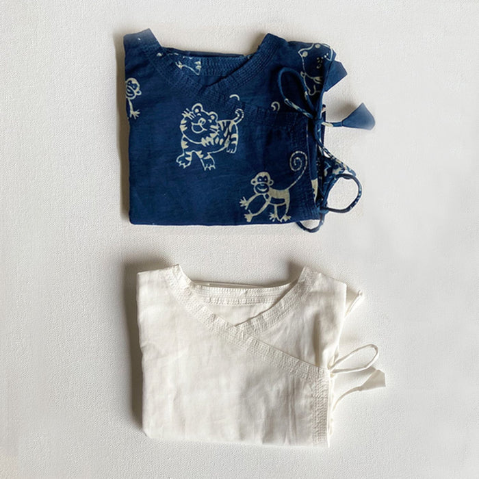 Unisex Organic Newborn Bag - Zoo + Essential White Angarakha