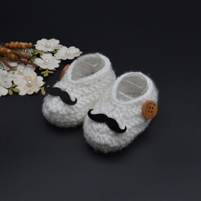 Crochet Baby Booties Woolen Booties-White-19
