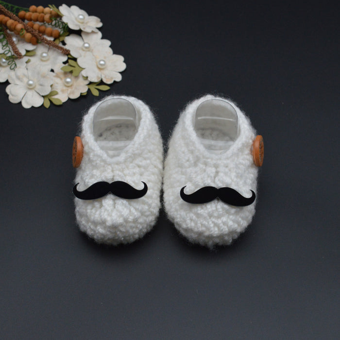 Crochet Baby Booties Woolen Booties-White-19