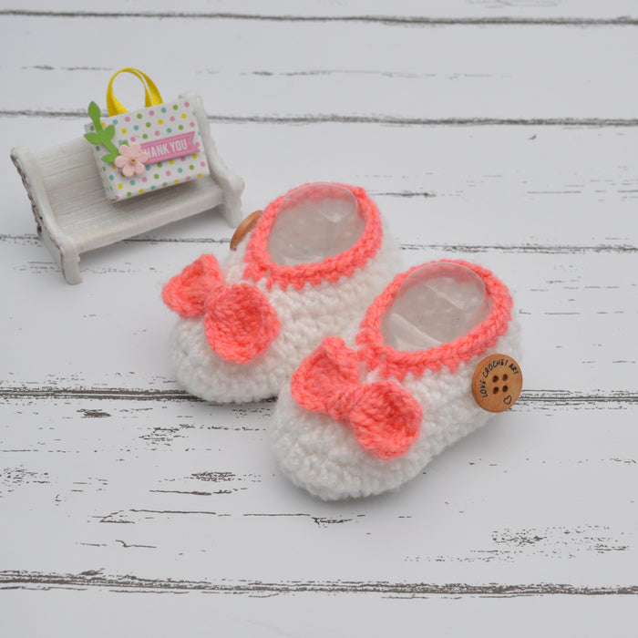Crochet Baby Booties Woolen Booties-White-20