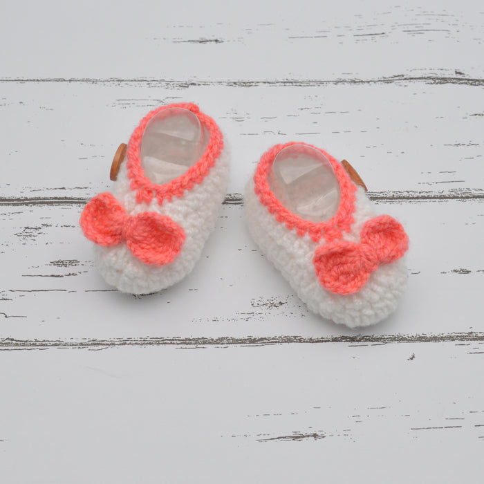 Crochet Baby Booties Woolen Booties-White-20