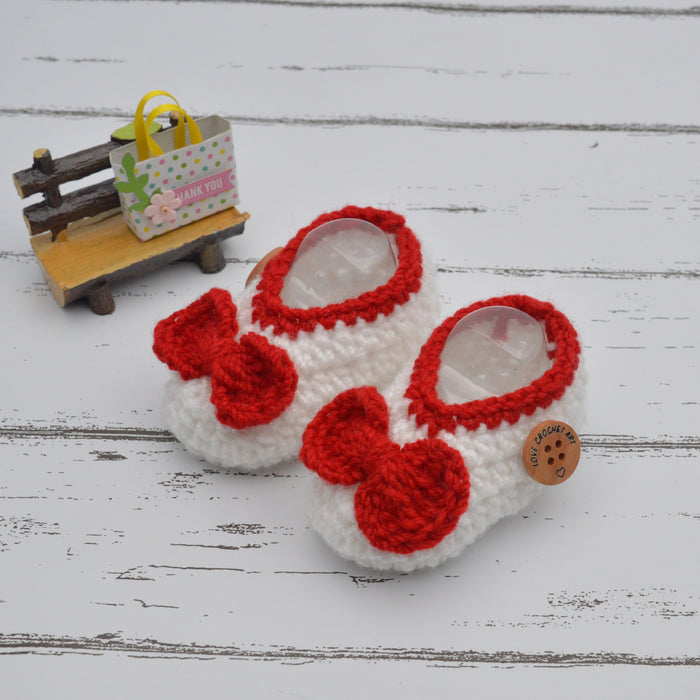 Crochet Baby Booties Woolen Booties-White-21