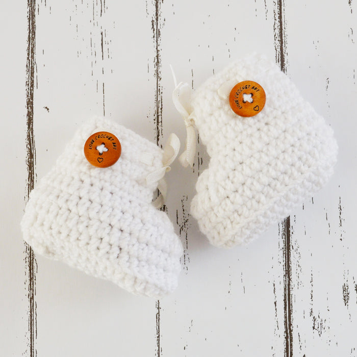 Crochet Baby Booties Woolen Booties-White-1