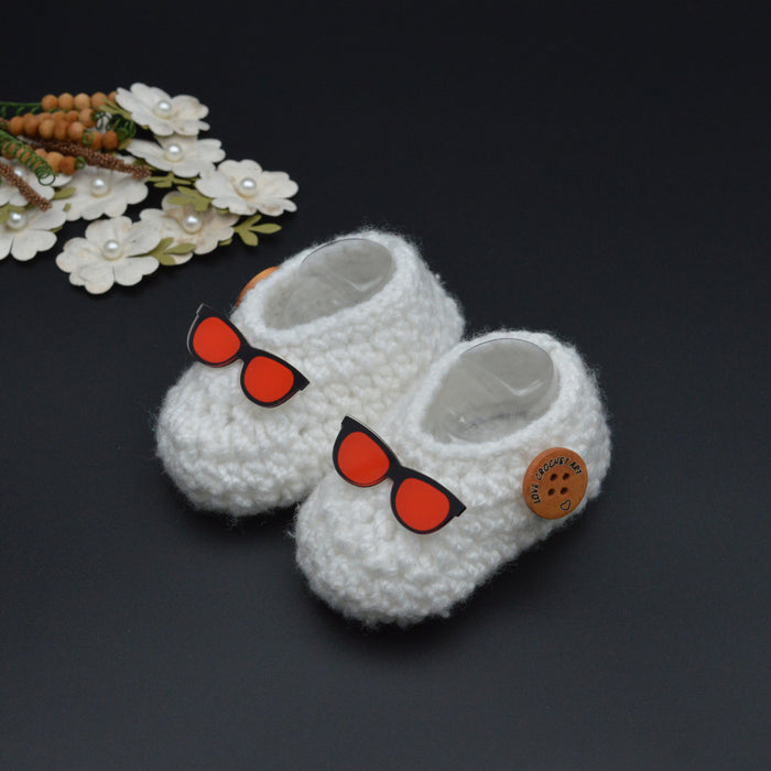 Crochet Baby Booties Woolen Booties-White-22