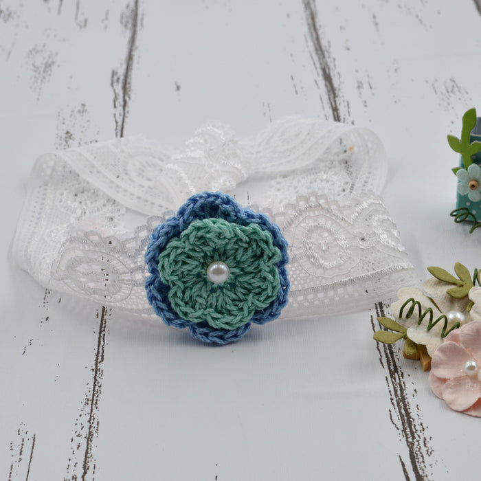 Crochet Baby Headband with cotton thread flower-23
