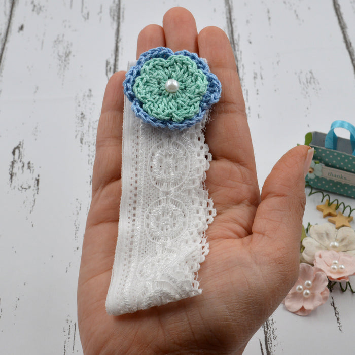 Crochet Baby Headband with cotton thread flower-23