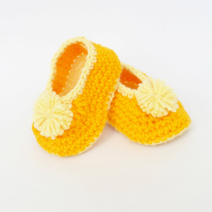 Crochet Baby Booties Woolen Booties-Yellow-2