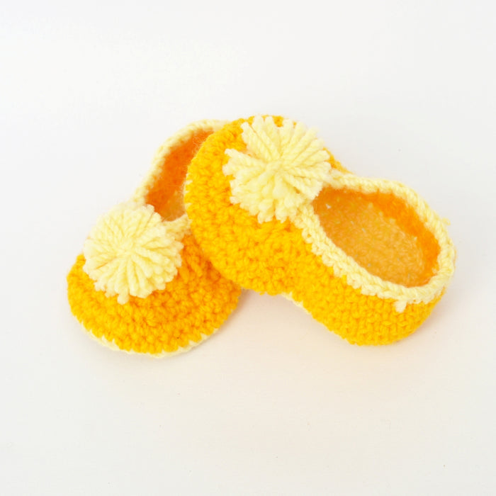 Crochet Baby Booties Woolen Booties-Yellow-2
